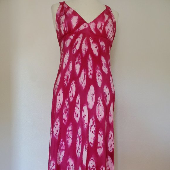 Pink Short cocktail Dress bridesmaid party beach resort summer silk halter midi